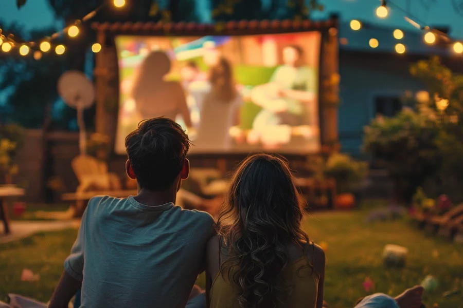 home theater with speakers